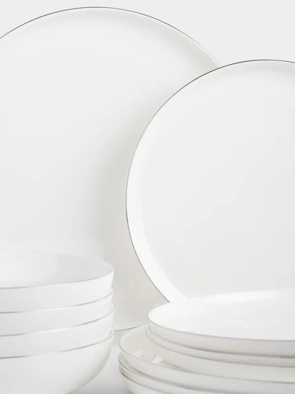 Сервиз обеденный, с серебристым кантом, белый, Ideal silver, image-3