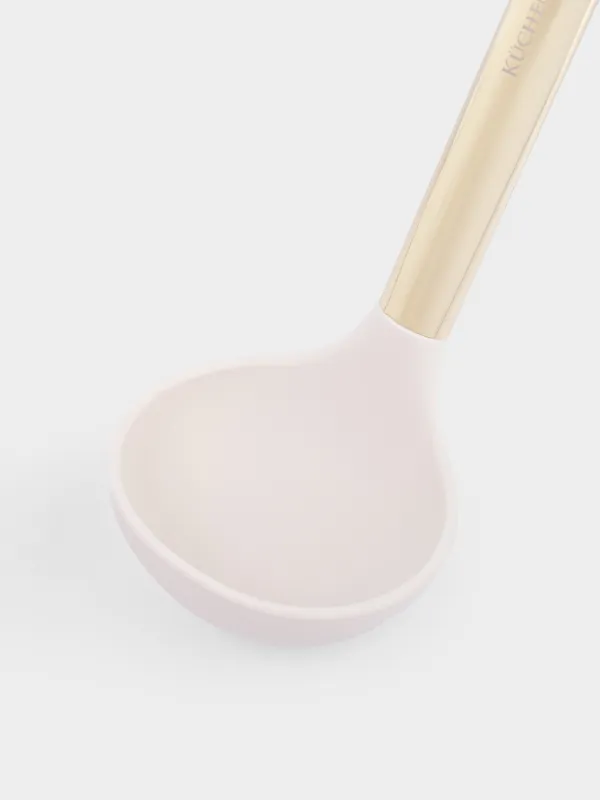 Половник, 30 см, силикон/сталь, молочно-золотистый, Apiro, image-2