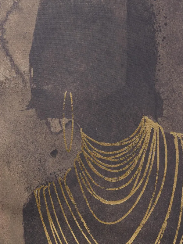 Картина в раме, 75х100 см, холст, коричнево-черная, Девушка с золотистой цепочкой, Abstract, image-4