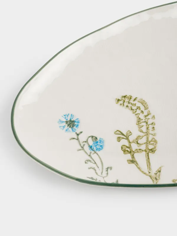 Блюдо, 32х21 см, Луговые цветы на кракелюре, Floral meadow, image-1