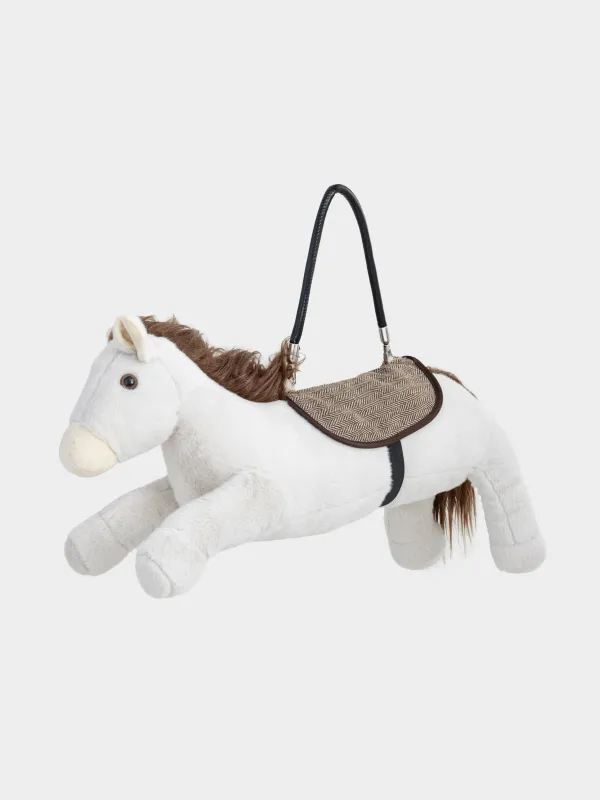 Игрушка, 60х30 см, мягкая, с ручкой, плюш, бежевая, Лошадь, Horse cute, image-2