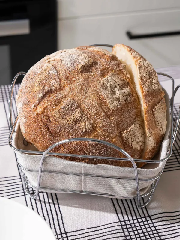 Нан себеті, 21x21 см, мақта/металл, шаршы, сұр/күміс, Twist S, image-5