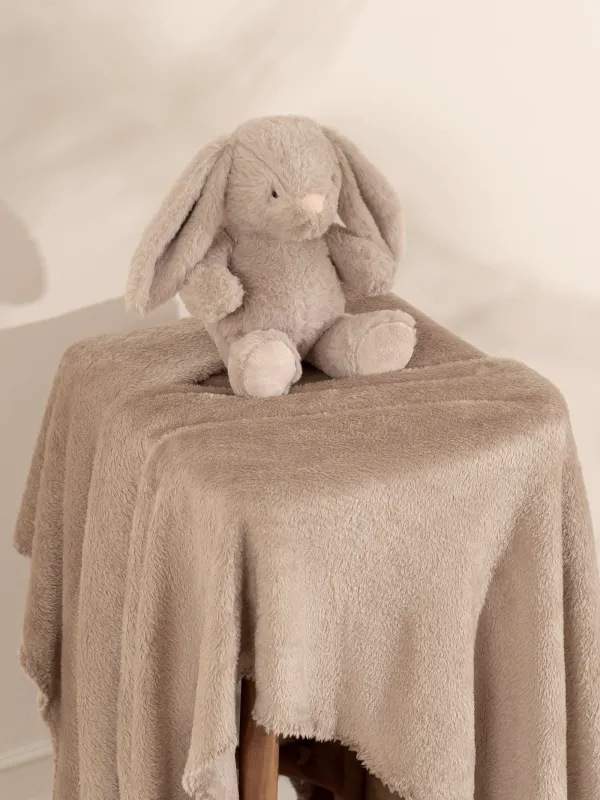 Плед с игрушкой, 178х132 см, флис/полиэстер, бежевый, Зайка, Rabbit, image-4