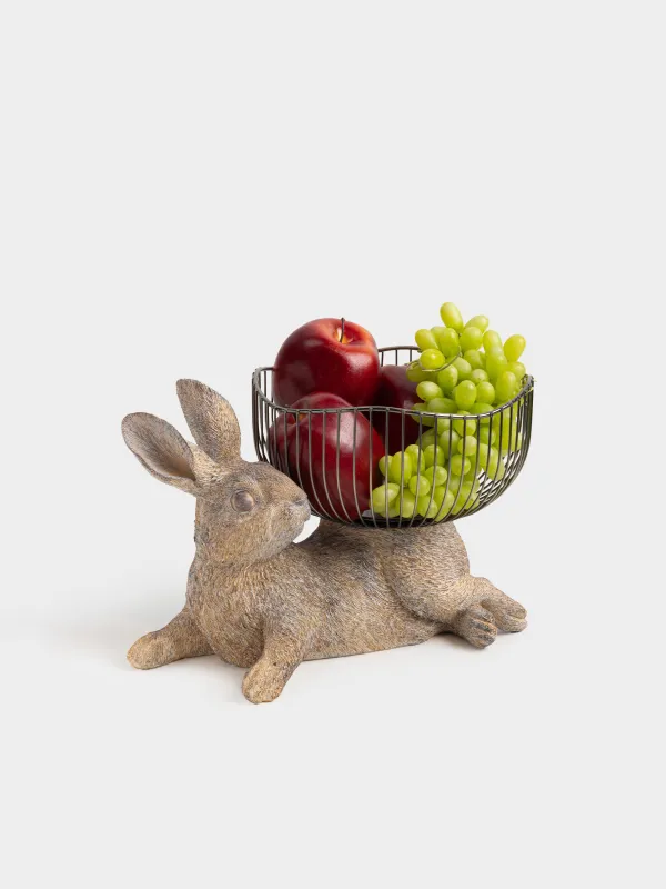 Корзина для фруктов, 31х20 см, металл/полирезин, бежевая/бронзовая, Кролик, Rustic Easter, image-4