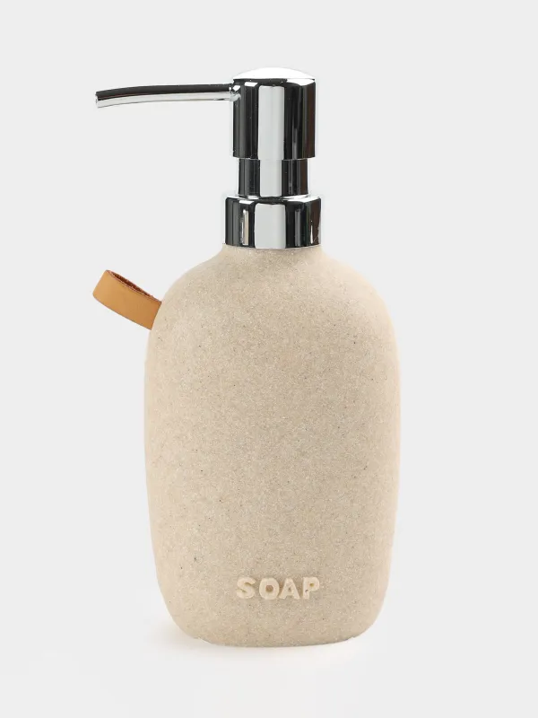 Сұйық сабын диспенсері, 190 мл, полирезин / пластик, бежевый, дақ, Dune, image-0