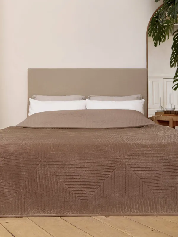 Көрпе, 220х240 см, көрпе, барқыт / микрофибра, қоңыр, Гауһар, Stitch velvet, image-1