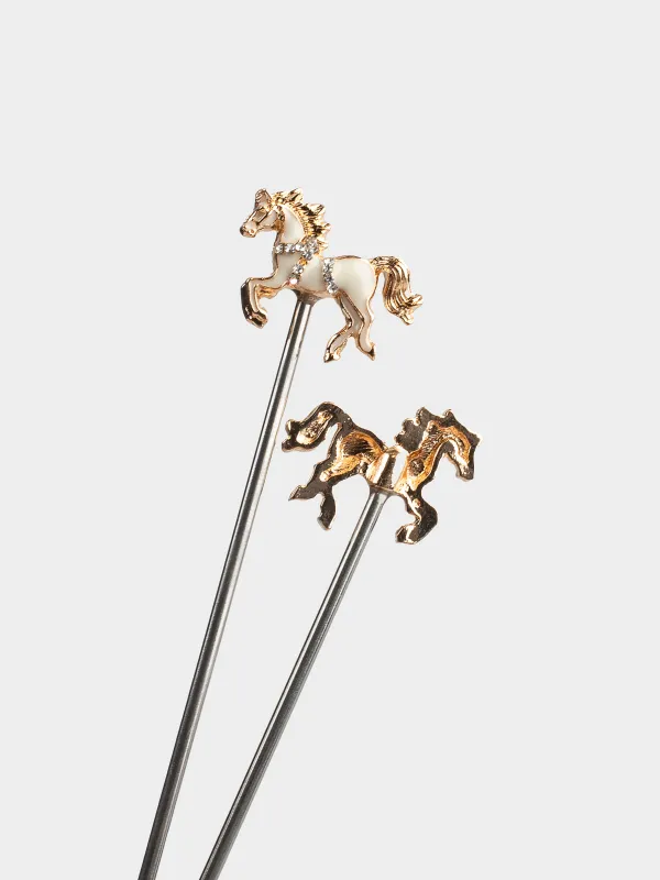 Шпажка для канапе, 12 см, 4 шт, металл, молочно-золотистая, Конь, Horse gold, image-2