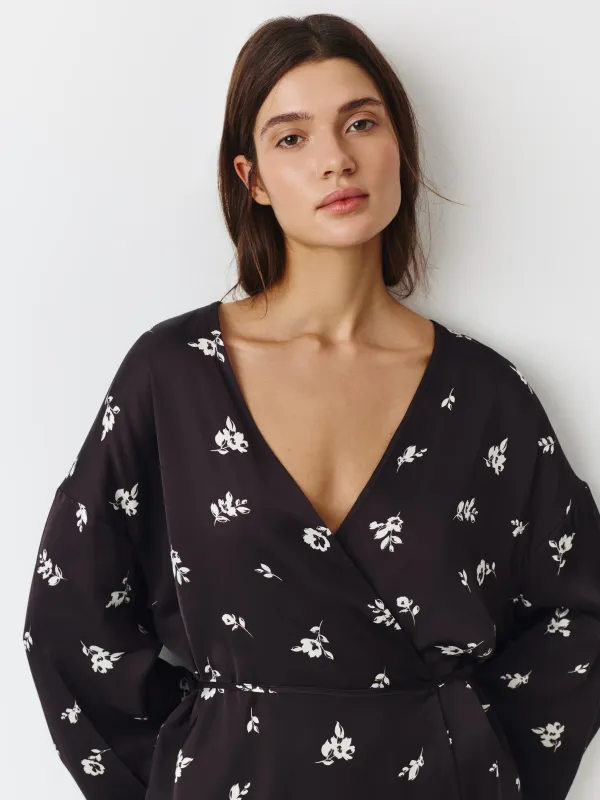 Кимоно женское, домашнее, черно-белое, Leyra, image-1