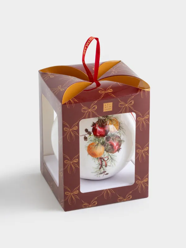 Шырша ойыншығы, 10 см, пенопласт, Шар, Christmas miracle, Ball print, image-3