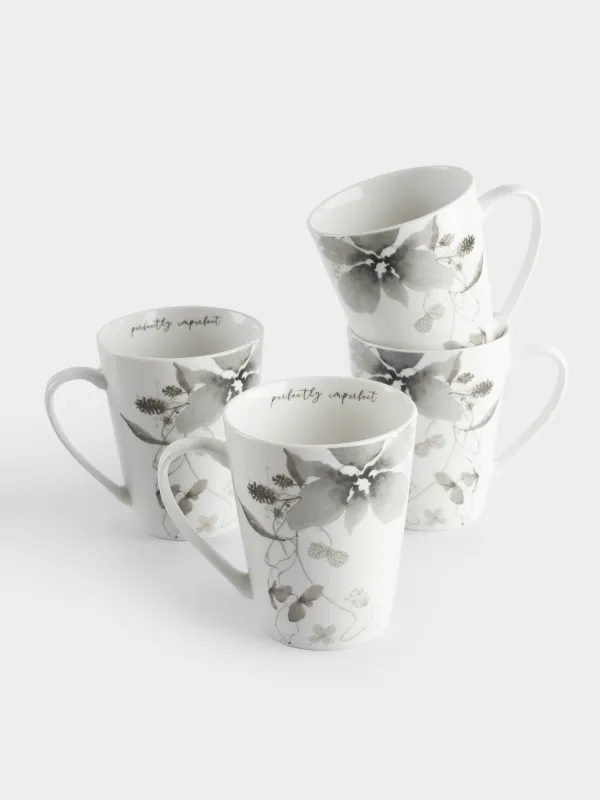 Саптыаяқ, 420 мл, 4 дана, фарфор N, Сұр гүлдер, Watercolor, image-3