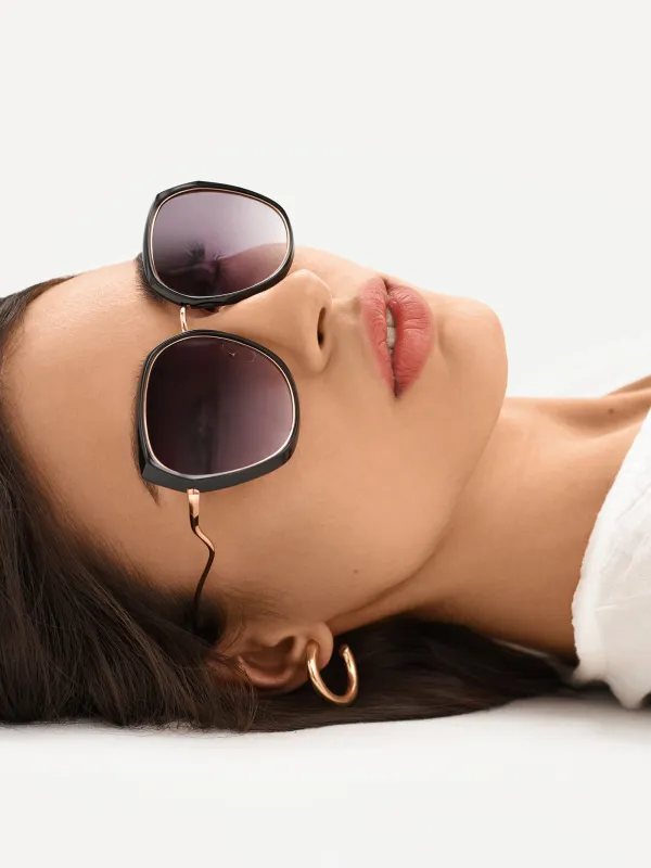 Күннен қорғайтын көзілдірік, пластик / металл, қара, Үлкен, геометриялық, image-5