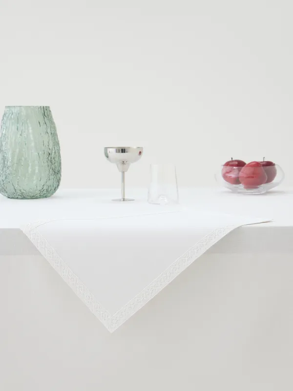 Аспаптарға арналған майлық, 30х45 см, PU жабыны бар, полиэстер/вискоза/зығыр, ақ, шілтер, Comely lace, image-5