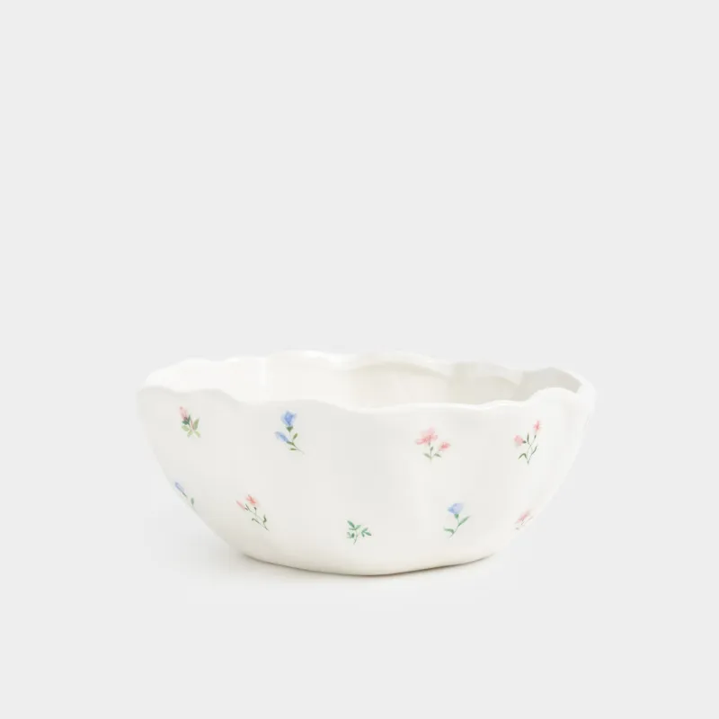 Салатник, 15х6 см, 440 мл, керамика D, молочный, Нежные цветы, El flora