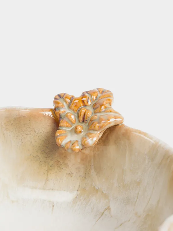 Салат ыдысы, 16х6 см, мл, керамика, сүтті-қоңыр, Жапырағы бар асқабақ, Pumpkin velir, image-3