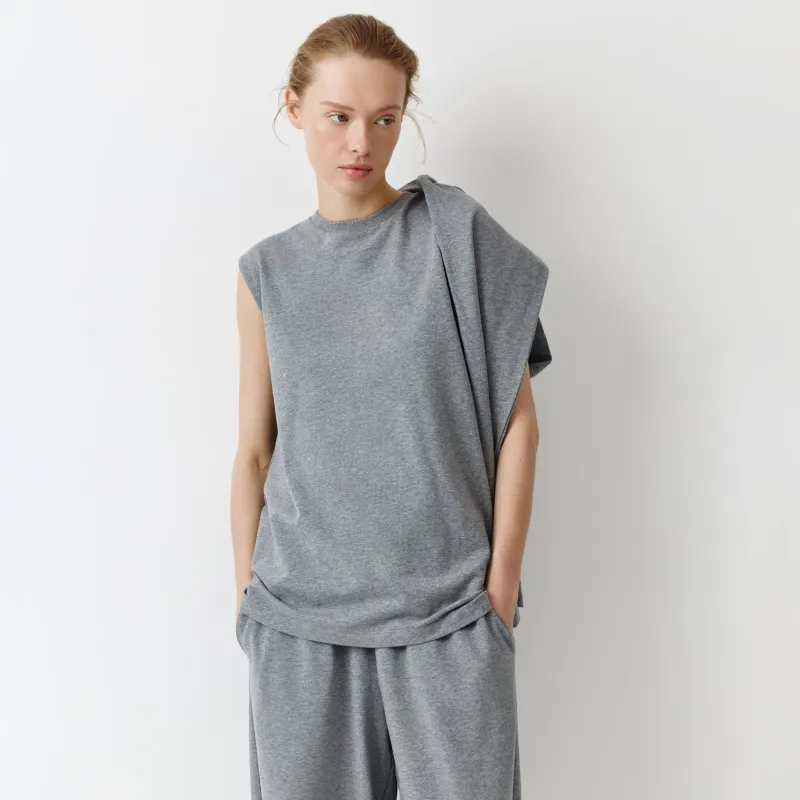 Әйелдер блузасы, өлшемі L, сәндік жемпірі бар, мақта/спандекс К, сұр, Valerie