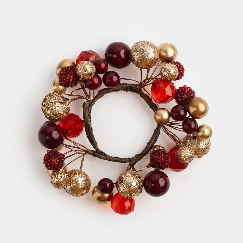 Майлық сақинасы, 5 см, пластик, қызыл және алтын, Рождестволық шарлар, Balls sparkle