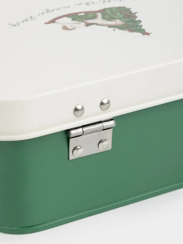 Сақтау ыдысы, 22х15 см, 2 л, металл, тікбұрышты, Жылқысы бар шырша, Christmas green, image-5