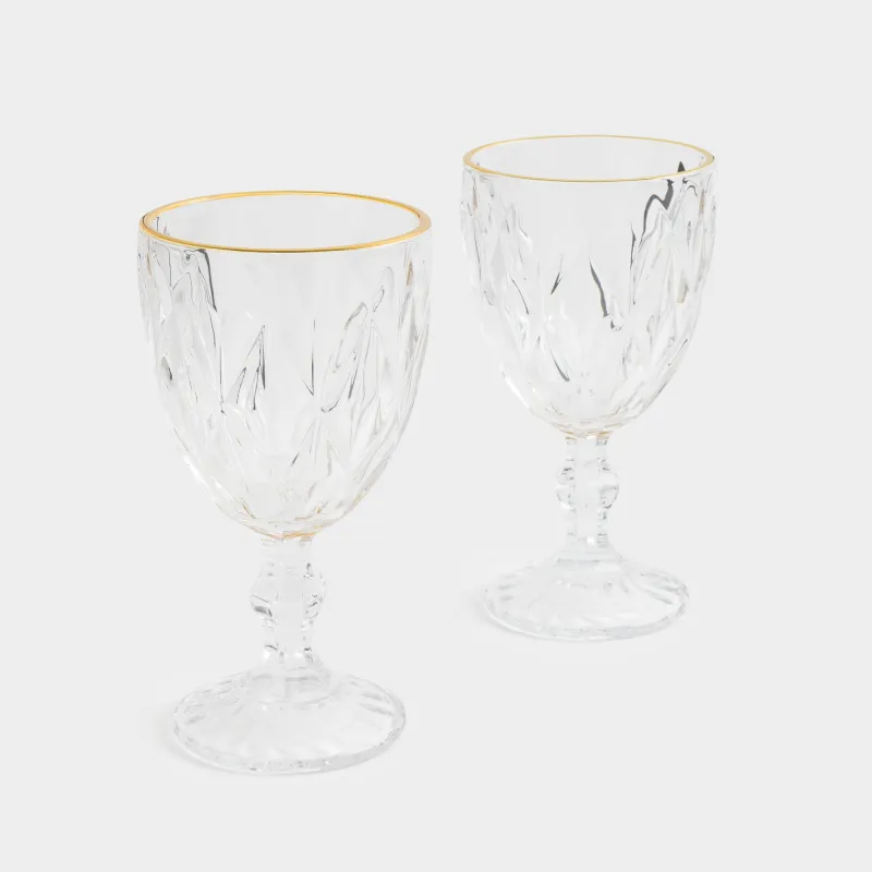 Шарап бокал-кубогы, 300 мл, 6 дана, шыны Р, алтын жиегі бар, Rhomb gold, image-4