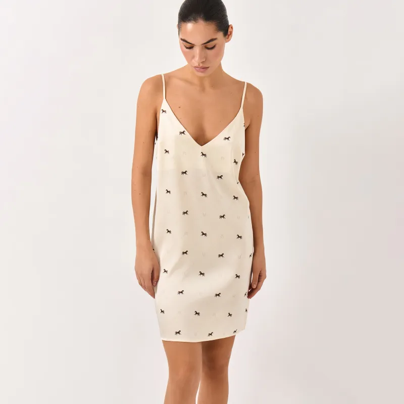 Әйелдер көйлегі, үйге арналған, мини, өлшемі L, белдіктері бар, полиэстер/эластан, сүт түстес, Жылқы, Luanne