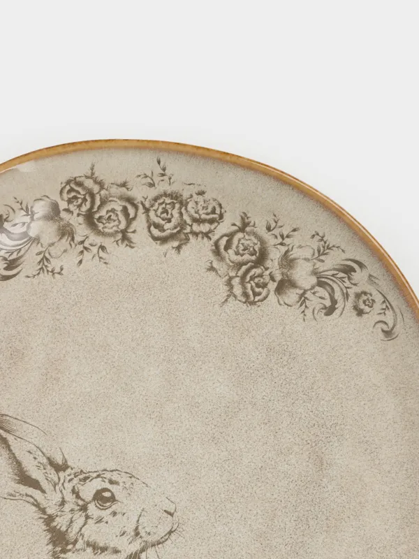 Тарелка закусочная, 22 см, Заяц с цветами, Rustic Easter, image-4