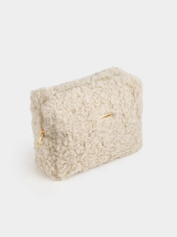 Косметикалық сөмке, 26х19 см, жасанды үлбір, сүт түстес, Curled, image-2