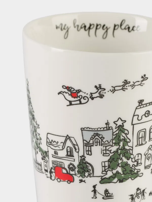 Саптыаяқ, 420 мл, фарфор N, ақ және жасыл, Мерекелік қала, Christmas city, image-2