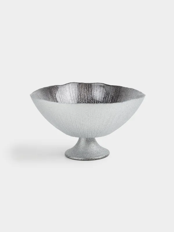 Жеміс вазасы, 24х14 см, аяқты, шыны, күміс түстес және сұр, Angle, image-0