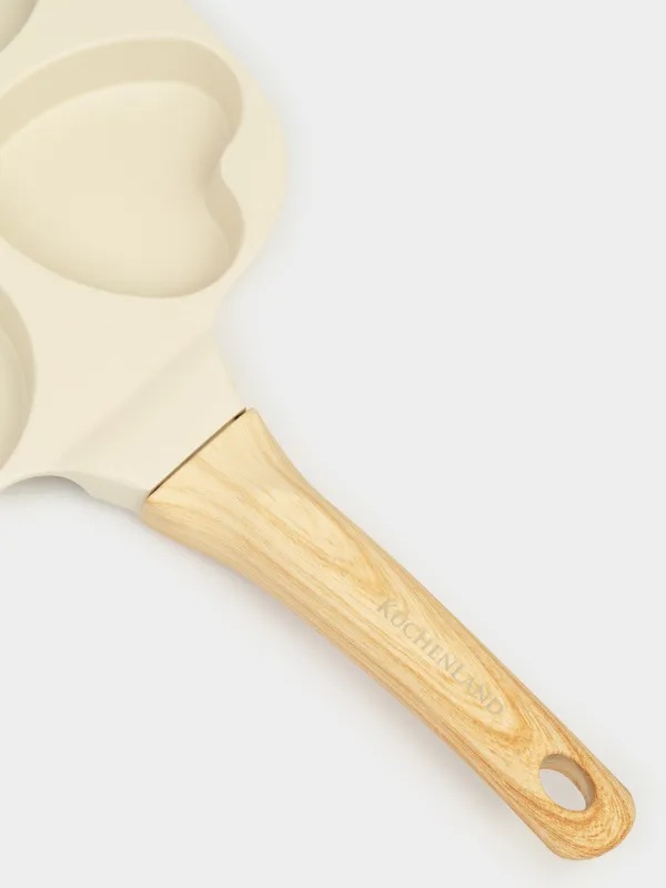 Сковорода для яиц и оладий, 19 см, 4 отд, с покрытием, алюминий, молочная, Фигуры, Sentimentality, image-3