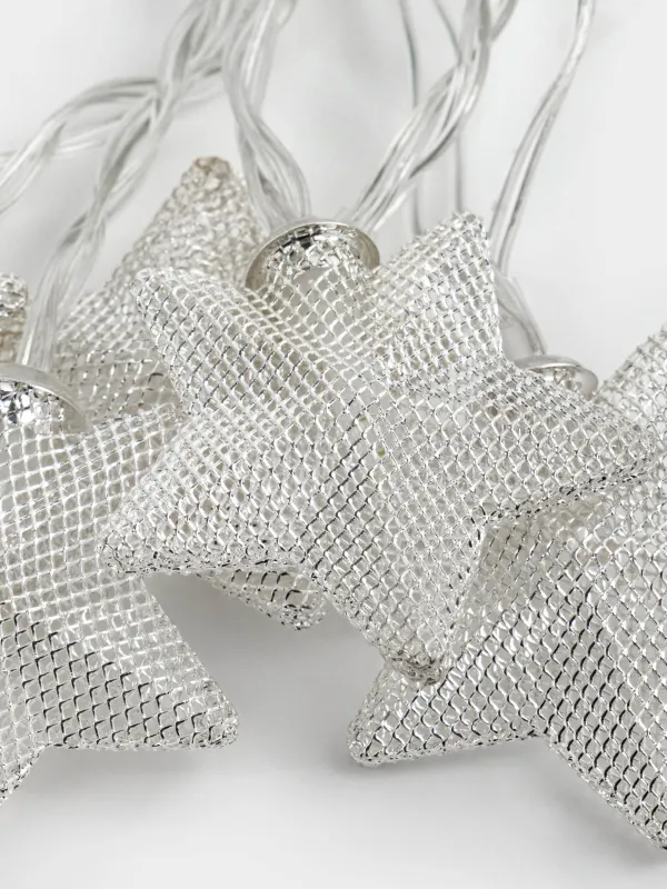 Гирлянда декоративная, 1,35 м, с подсветкой, 10 ламп, металл/пластик, белая, Звезды, Christmas, image-1