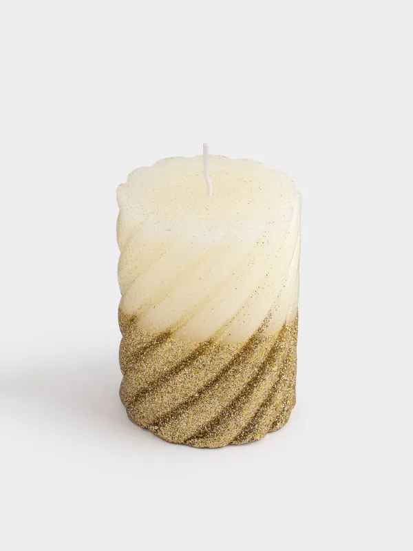 Свеча, 8х10 см, цилиндрическая, с блестками, Spiral shape, image-1