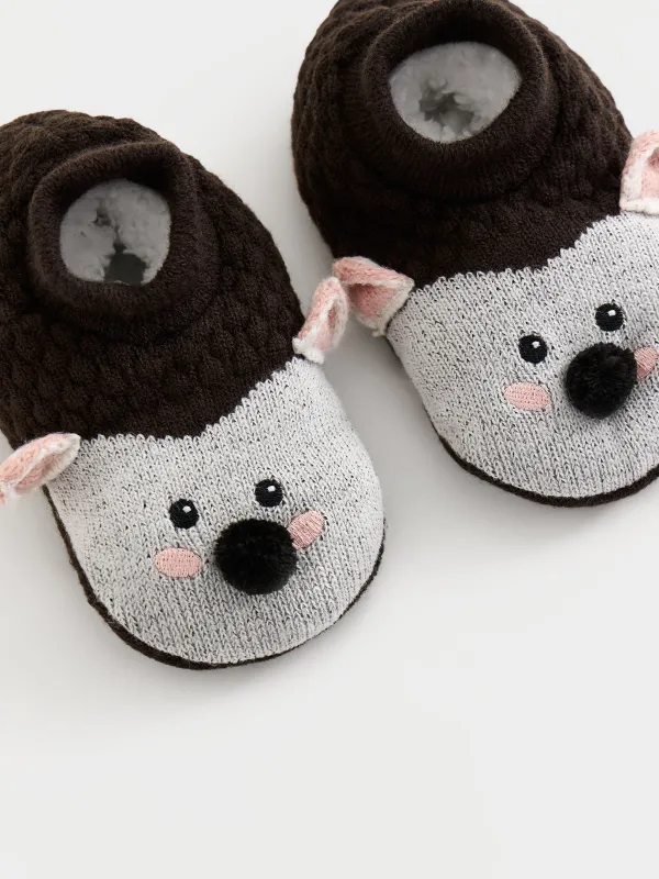 Балалар шұлықтары, үйге арналған, өлшемі 27-29, акрил/шерпа, қоңыр, Кірпі, Funny warm, image-4