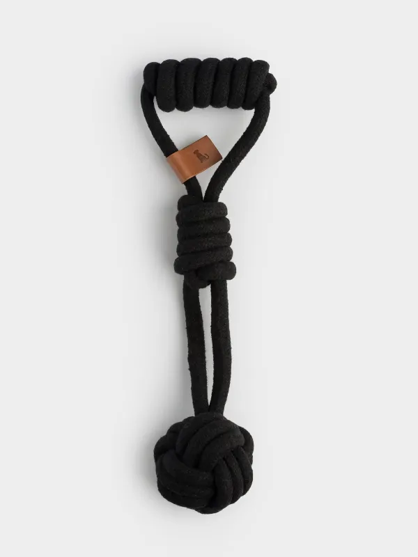 Игрушка для собак, 30 см, хлопок, черная, Шар на канате, Big pet, image-0