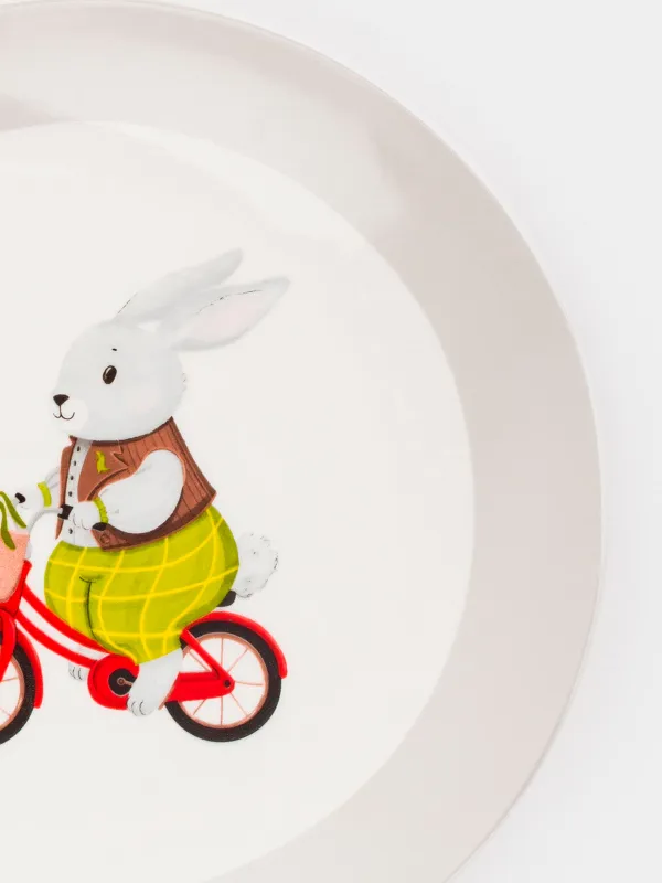 Тарелка закусочная, 19 см, Кролик на велосипеде, Ideas life, image-3