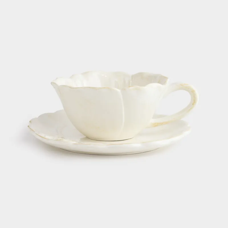 Шай жұбы, 1 адам, 2 зат, 350 мл, керамика, сүт түстес сарғылт-қоңыр, Гүл, Bloome, image-3