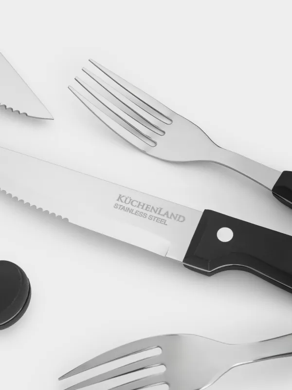 Приборы для стейка, 4 перс, 8 пр, пластик/сталь, черные, Rosario, image-5