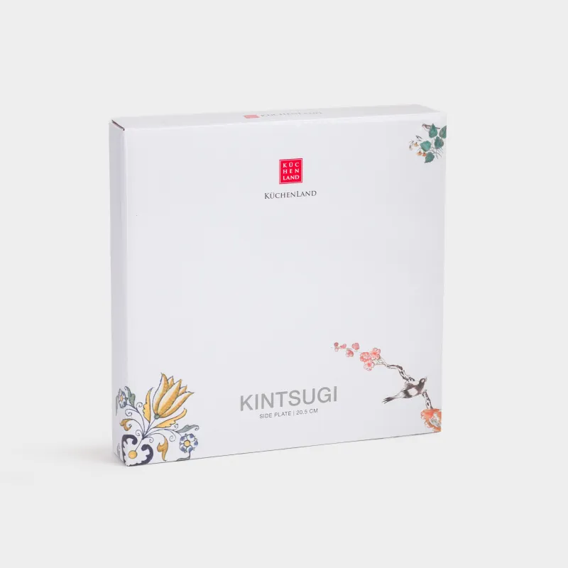 Тіскебасар тәрелкесі, 21 см, фарфор N, ақ және алтын, Кинцуги, Kintsugi, image-5