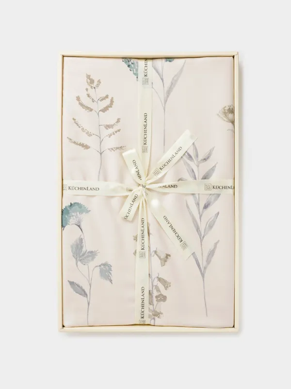 КПБ евро, тенсель 300 ТС, молочный, Цветы с ягодами, Tencel, image-4