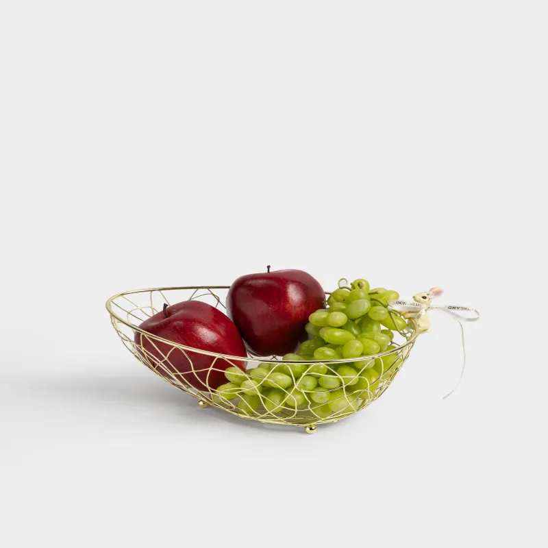 Жеміс себеті, 25х18 см, металл/полирезин, алтын түстес, Қоян, Twist gold, image-4