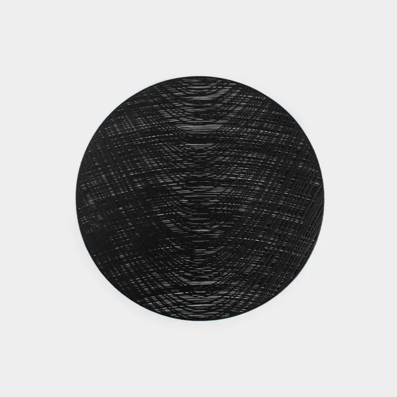 Салфетка под приборы, 38 см, ПВХ, круглая, черная, Волны, Azhur Grid