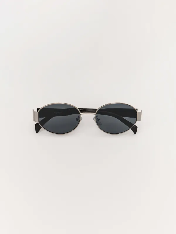 Күннен қорғайтын көзілдірік, металл/пластик, сопақ, күміс-сұр, Round, image-0