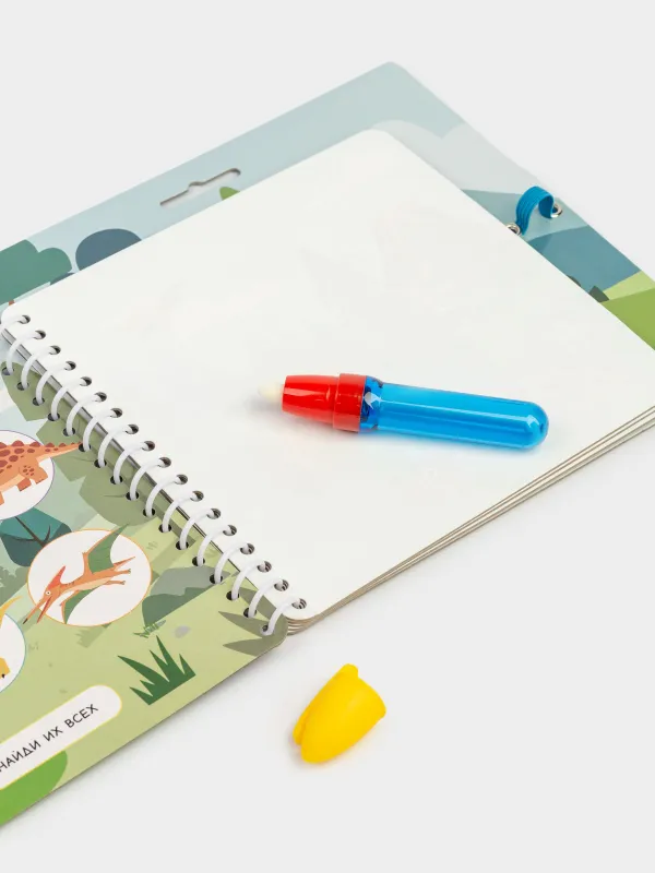 Су бояу кітабы, 19х19 см, 10 л, қайта пайдалануға болады, маркері бар, картон, Динозаврлар, Creative aqua, image-7