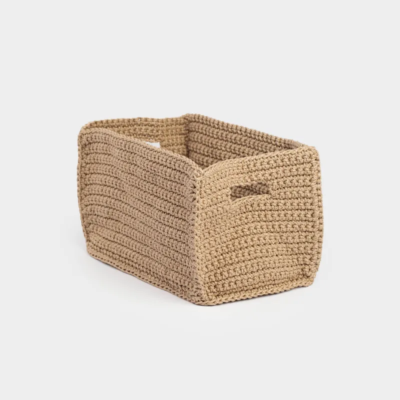 Сақтау себеті, 25х16х15 см, тоқылған, тұтқалары бар, полиэстер, қоңыр, Bolsa