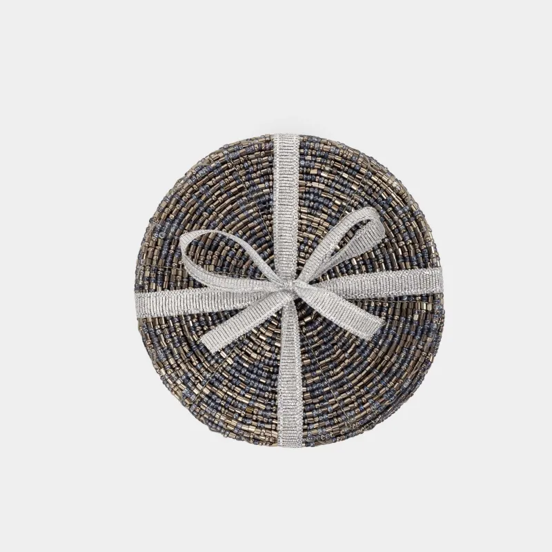 Саптыаяқ тұғыры, 10 см, 2 дана, моншақ, дөңгелек, күміс-көк, Shiny beads, image-4