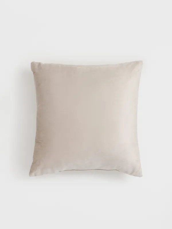 Сәндік жастық, 45х45 см, барқыт, сарғылт-қоңыр, Гүлдер, Velvet, image-1