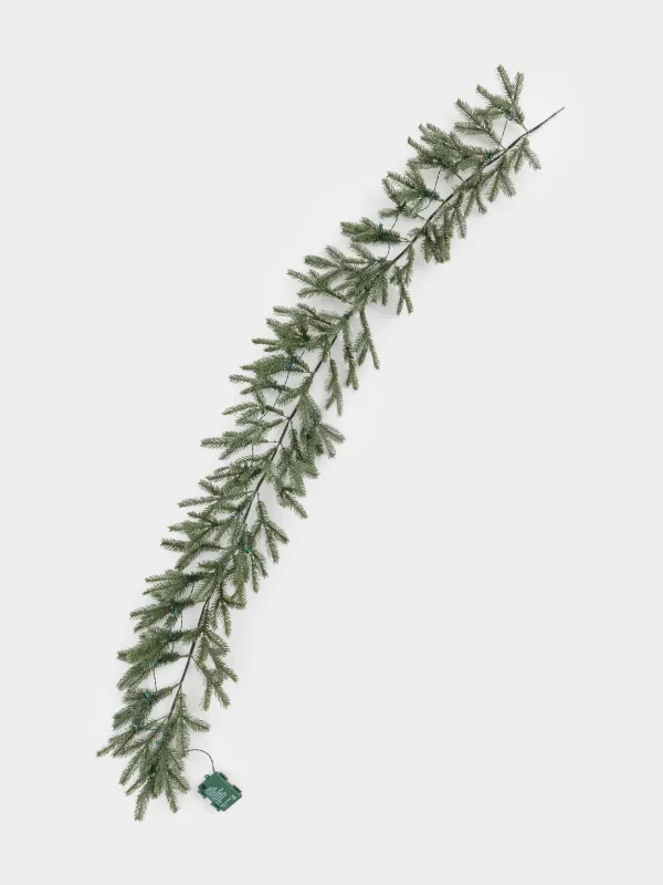 Ветка-гирлянда декоративная, 1,8 м, с подсветкой, пластик, Ель с блестками, Conifer silver, image-3
