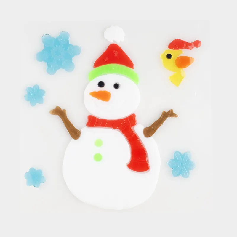Набор наклеек, 19х19 см, многоразовые, термопластик, Снеговик, Christmas decal