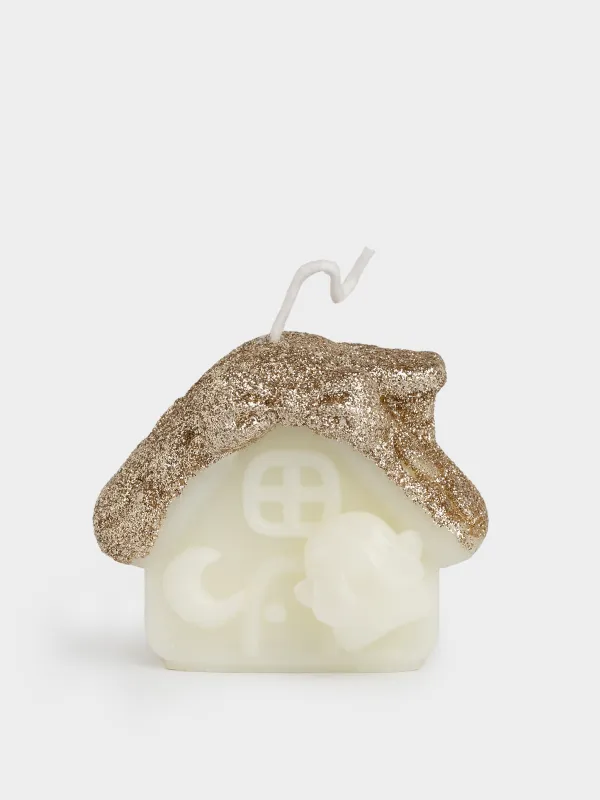 Свеча, 8x6 см, с блестками, Домик, House shape, image-0