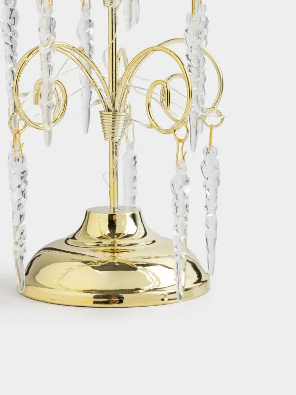 Мүсінше, жарықтандырылған, 29 см, салпыншақтары бар, металл/акрил, күміс, Шырша, Silver style, image-3