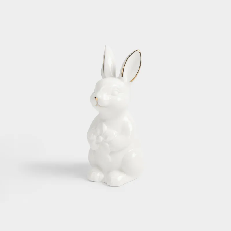 Мүсінше, жарықтандырылған, 13 см, фарфор P, ақ және алтын түстес, Қоян, Rustic Easter