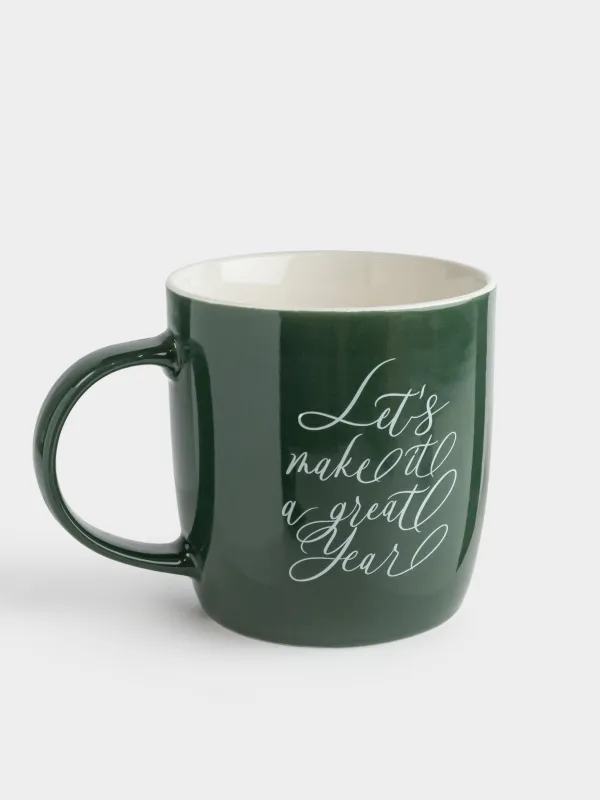 Кружка, 360 мл, 2 шт, фарфор N, бордовая/зеленая, Новогодний микс, Magic moments, image-2